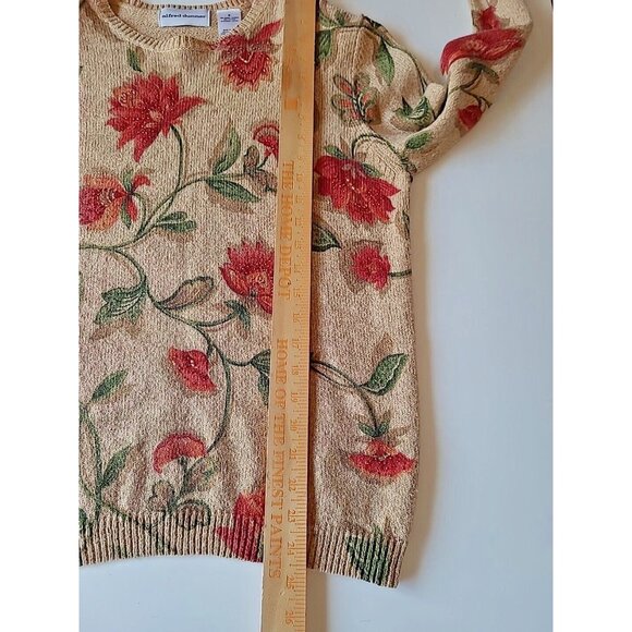 Vintage Alfred Dunner Sweater Top Womens M Beaded Floral Stretch Grandmacore - Picture 12 of 14